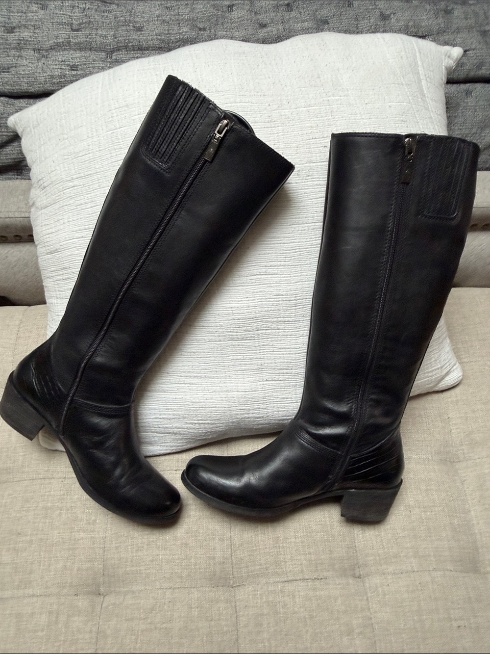 UGG Black Leather Knee-High Riding Boots - Picture 10 of 15